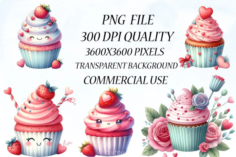 Valentine Cupcake Clipart Bundle 6 - CraftNest - Digital Crafting and Art