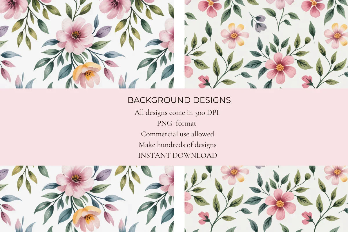 Soft Watercolor Flowers Seamless Papers - CraftNest - Digital Crafting and Art