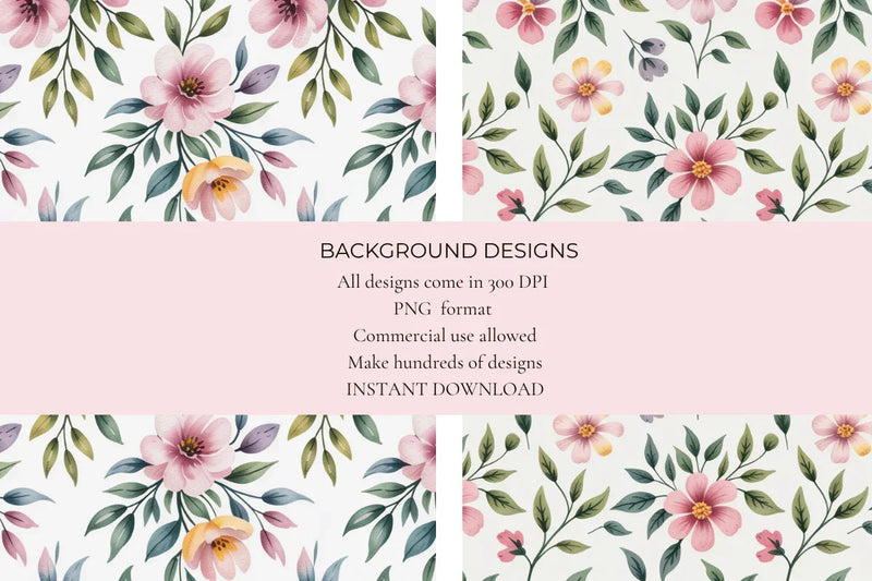 Soft Watercolor Flowers Seamless Papers - CraftNest - Digital Crafting and Art