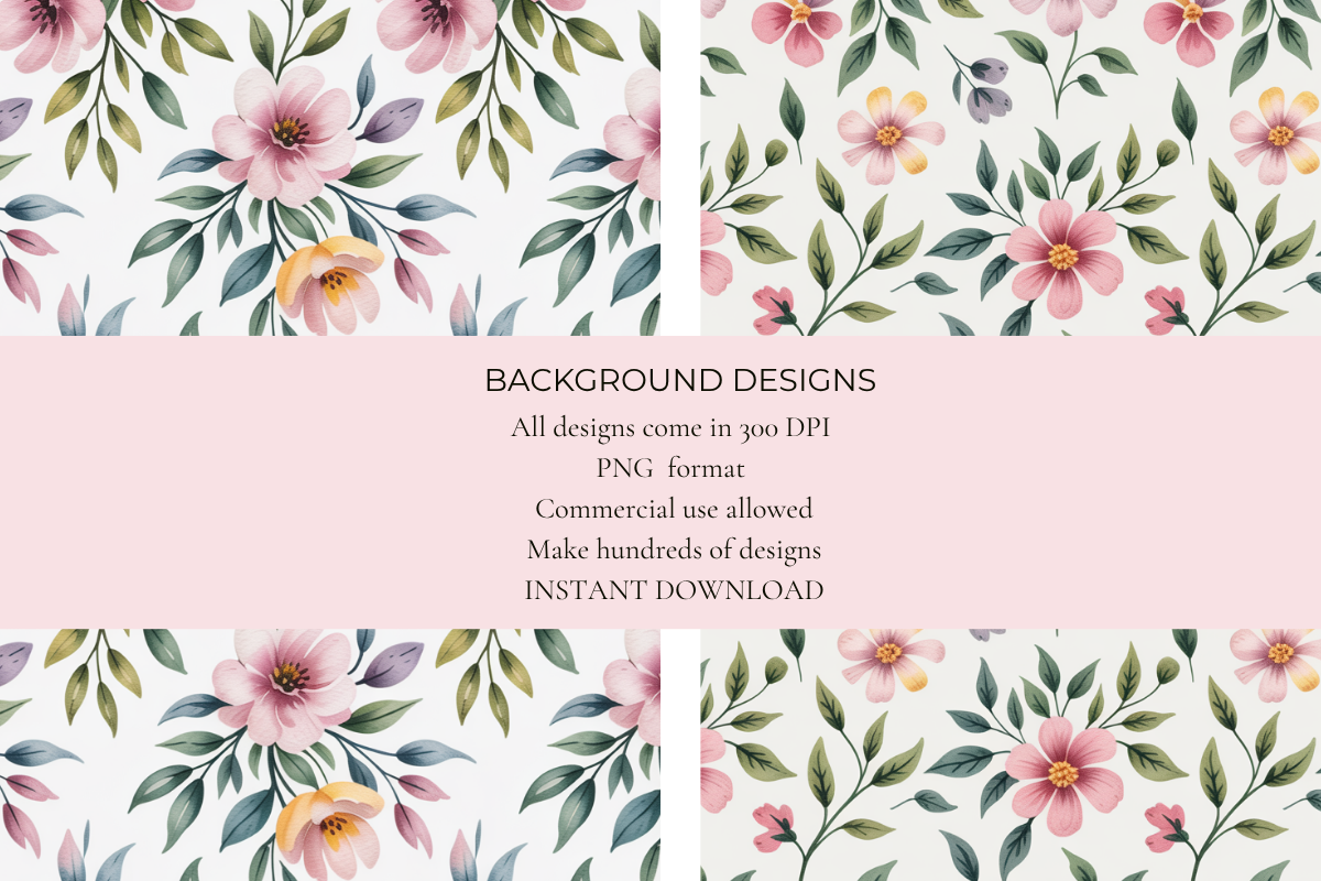 Soft Watercolor Flowers Seamless Papers