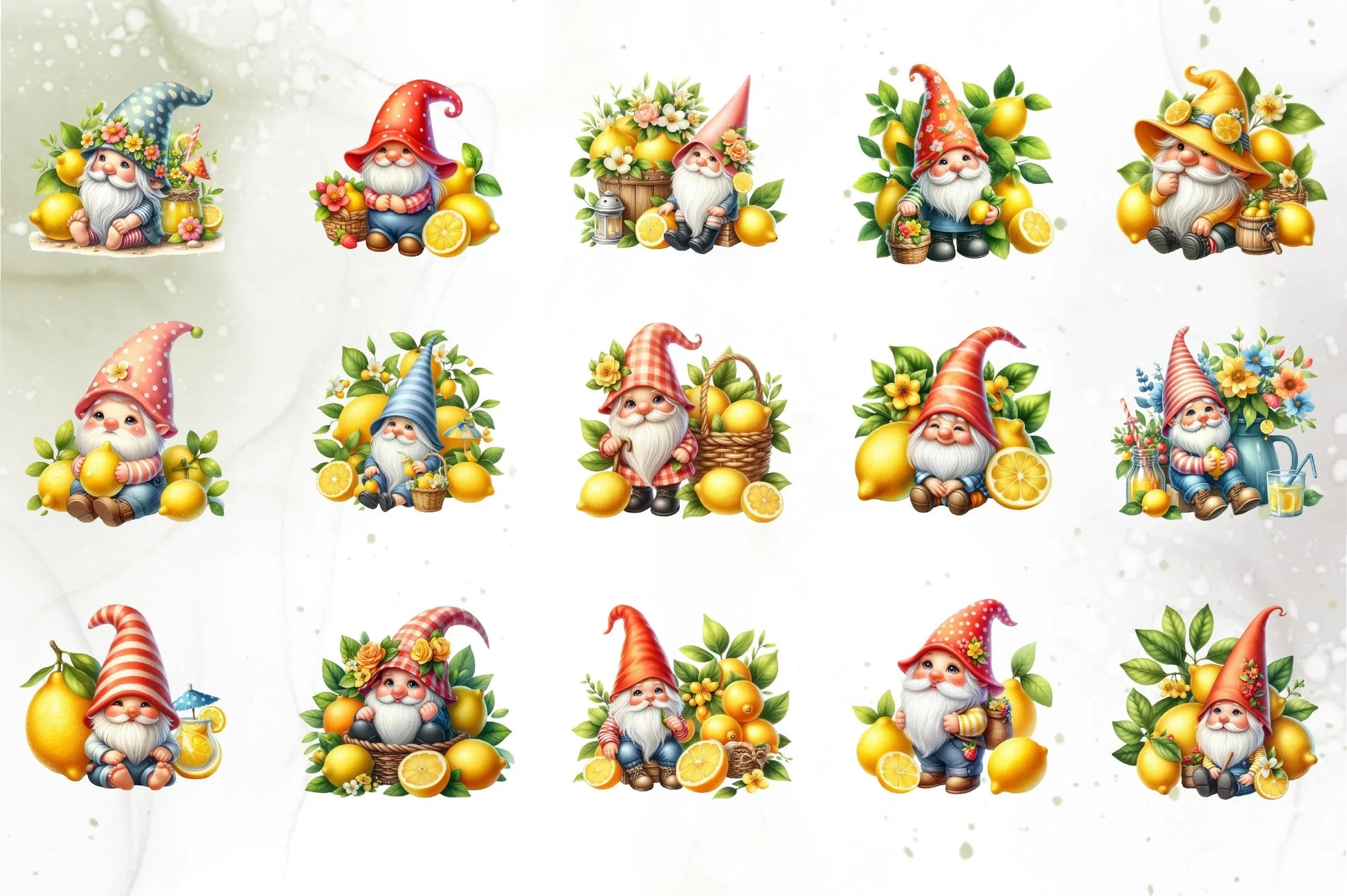 Lemon Gnome Clipart Bundle - CraftNest - Digital Crafting and Art
