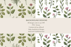 Botanical Blooms Seamless Papers - CraftNest - Digital Crafting and Art