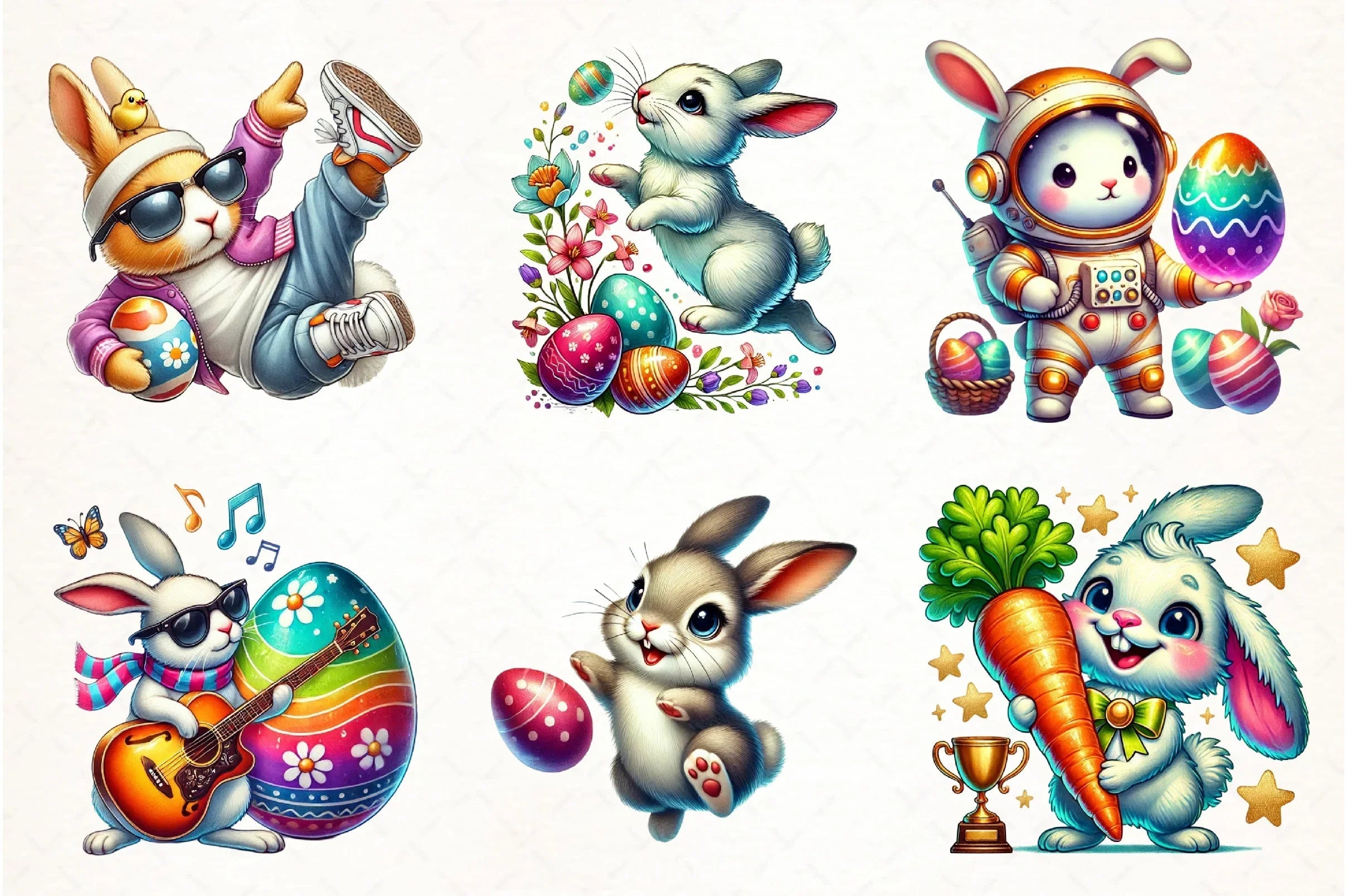 Funny Easter Bunny Clipart Bundle - CraftNest - Digital Crafting and Art