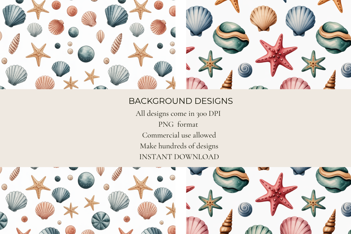 Seashells & Starfish Seamless Papers