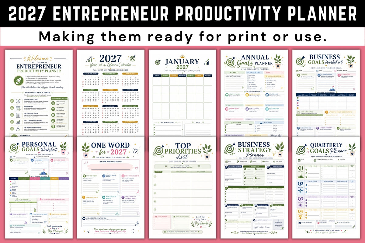 Entrepreneur Productivity Planner 2027