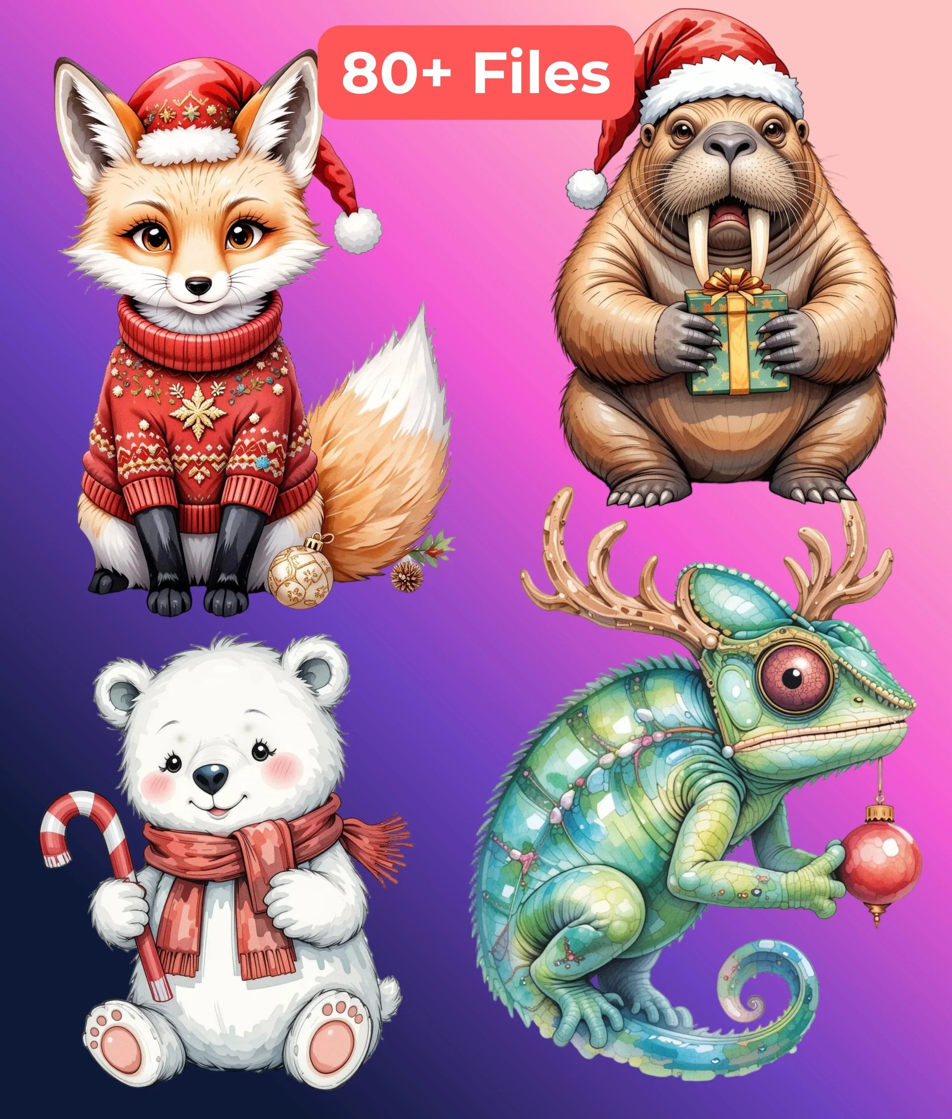 Christmas Zoo Clipart Bundle - CraftNest - Digital Crafting and Art