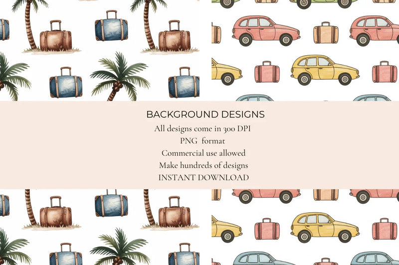 Travels Seamless Papers - CraftNest - Digital Crafting and Art