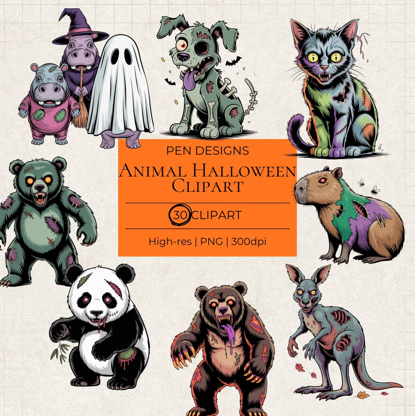 Animal Halloween Clipart - CraftNest - Digital Crafting and Art
