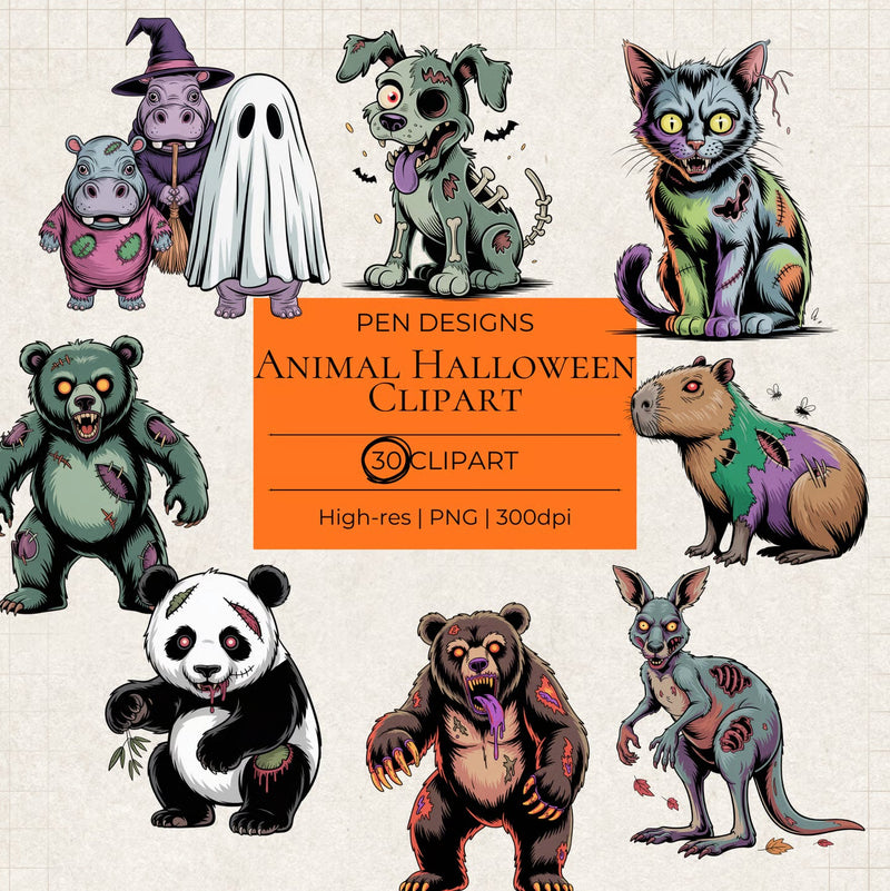 Animal Halloween Clipart - CraftNest - Digital Crafting and Art