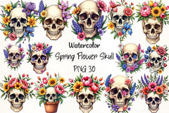Spring Flower Skull Clipart Bundle - CraftNest - Digital Crafting and Art