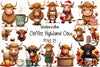 Highland Cow Coffee Clipart Bundle