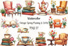 Vintage Spring Reading & Coffee Clipart Bundle