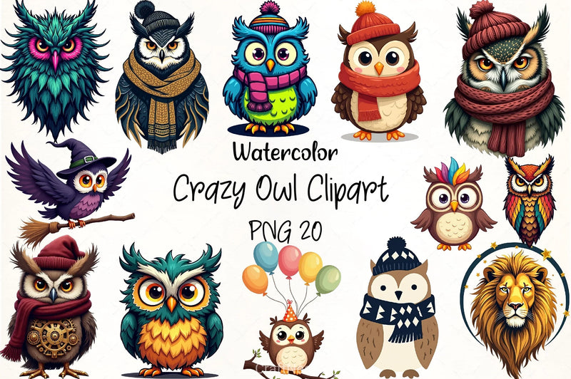 Crazy Owl Clipart Bundle - CraftNest - Digital Crafting and Art