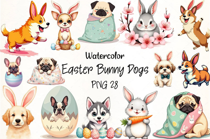 Easter Bunny Dogs Clipart Bundle - CraftNest - Digital Crafting and Art