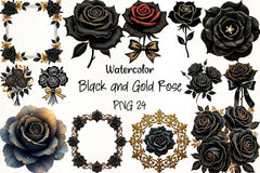 Black Gold Rose Clipart Bundle - CraftNest - Digital Crafting and Art