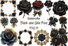 Black Gold Rose Clipart Bundle