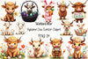 Highland Cow Easter Clipart Bundle