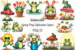 Spring Frog Clipart Bundle 3 - CraftNest - Digital Crafting and Art