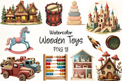 Wooden Toys Clipart Bundle - CraftNest - Digital Crafting and Art