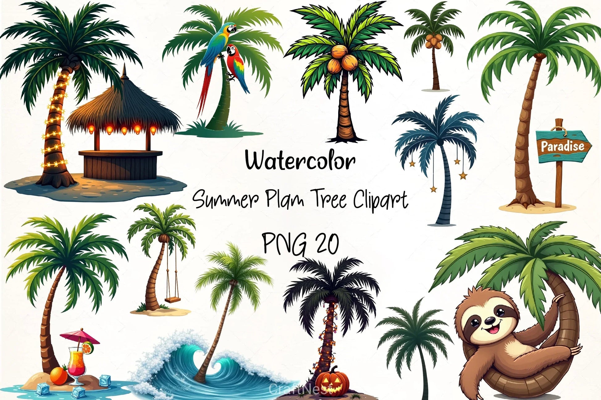 Summer Palm Tree Clipart Bundle - CraftNest - Digital Crafting and Art