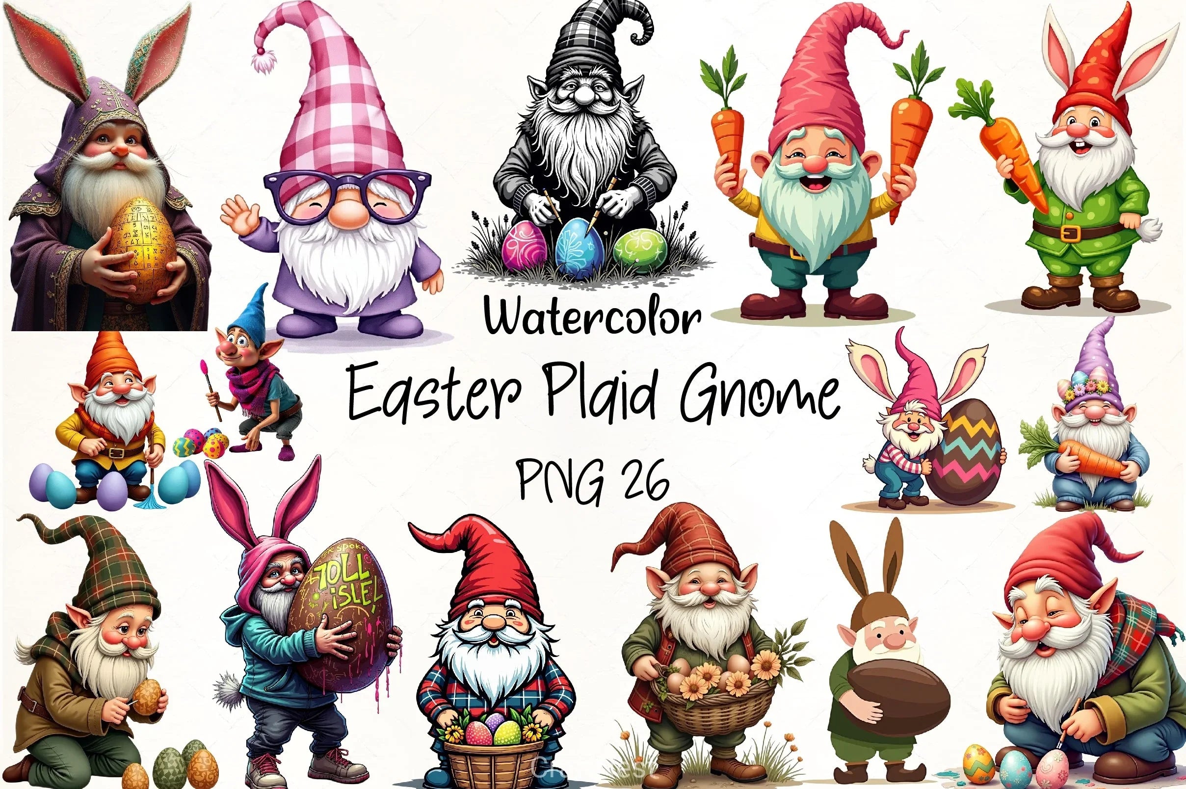 Easter Plaid Gnome Clipart Bundle - CraftNest - Digital Crafting and Art