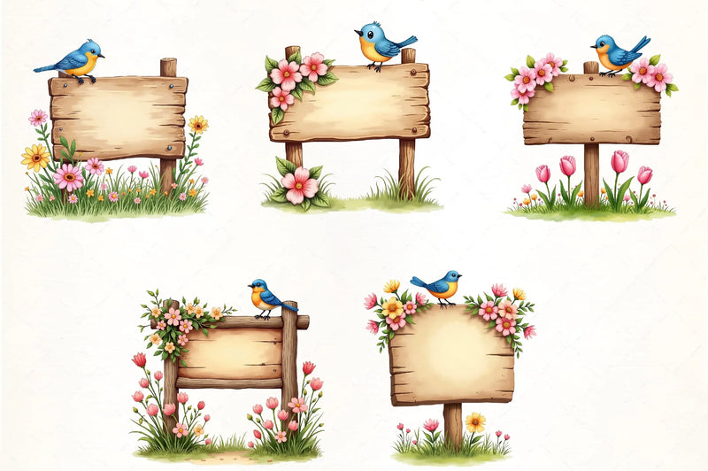 Spring Sign Board Clipart Bundle 2 - CraftNest - Digital Crafting and Art