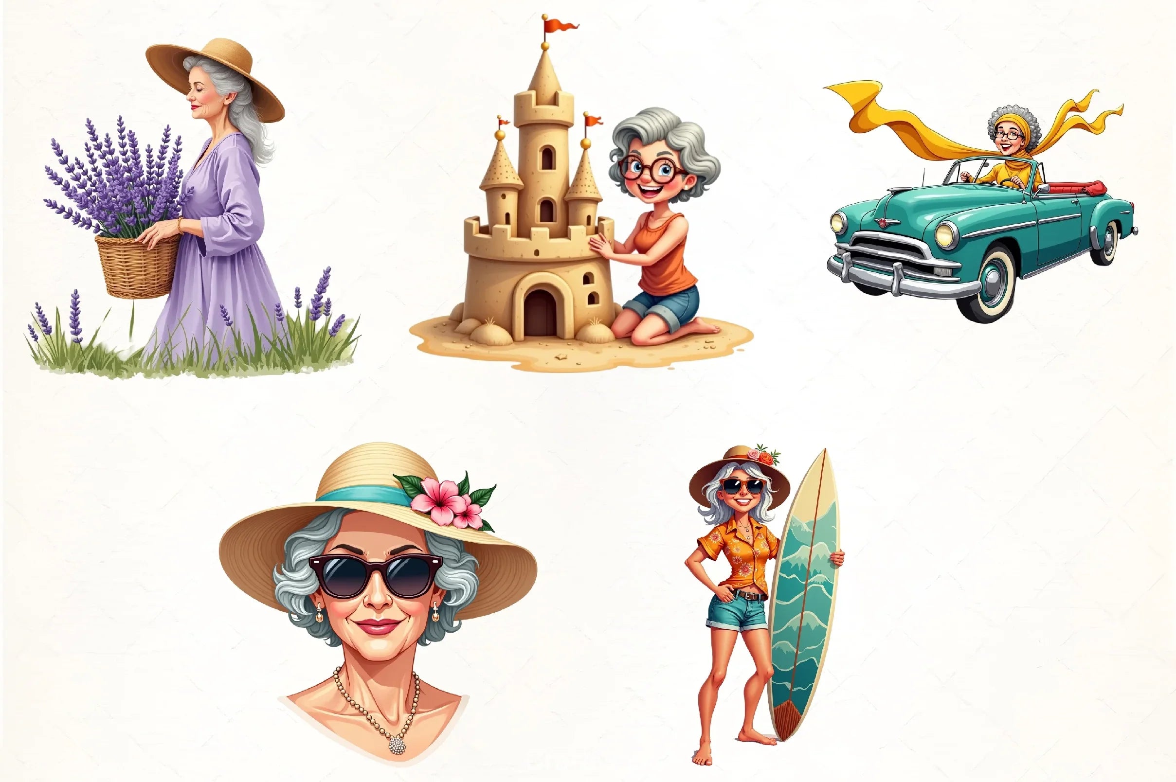 Summer Grandma Clipart Bundle - CraftNest - Digital Crafting and Art