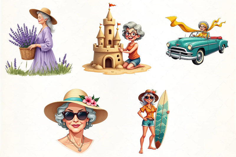 Summer Grandma Clipart Bundle - CraftNest - Digital Crafting and Art