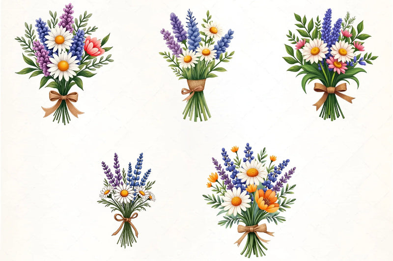 Spring Flower Bouquet Clipart Bundle - CraftNest - Digital Crafting and Art