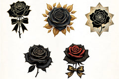 Black Gold Rose Clipart Bundle - CraftNest - Digital Crafting and Art