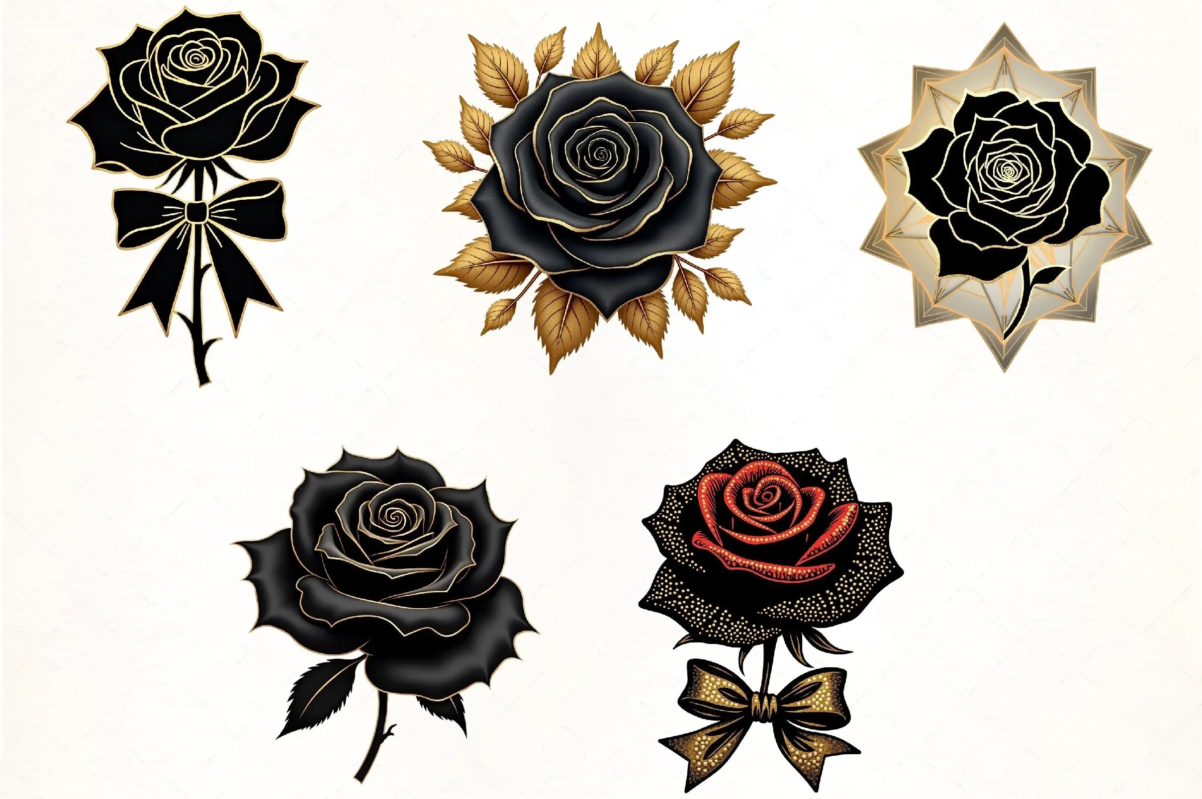 Black Gold Rose Clipart Bundle - CraftNest - Digital Crafting and Art