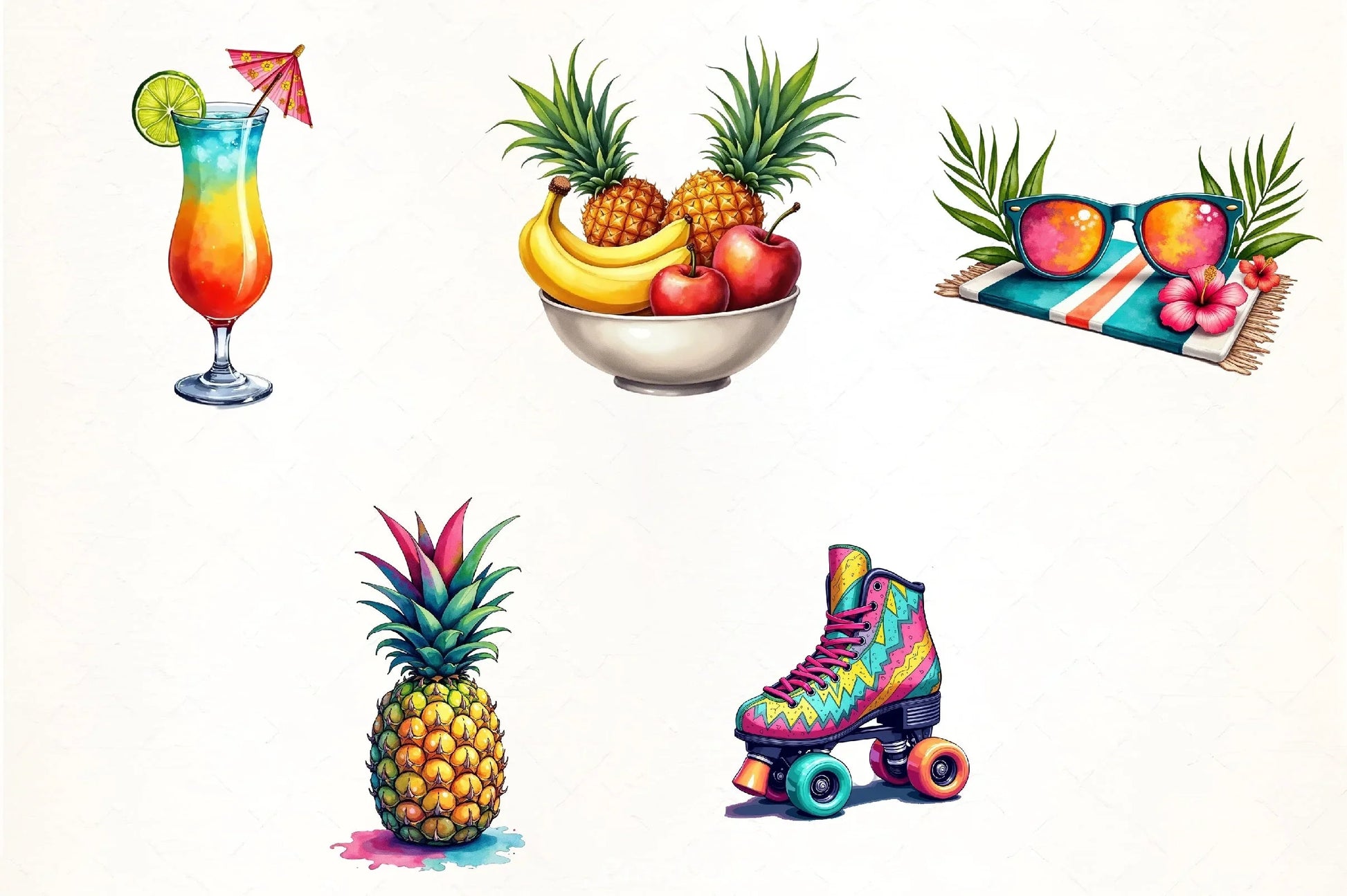 90s Retro Summer Clipart Bundle - CraftNest - Digital Crafting and Art