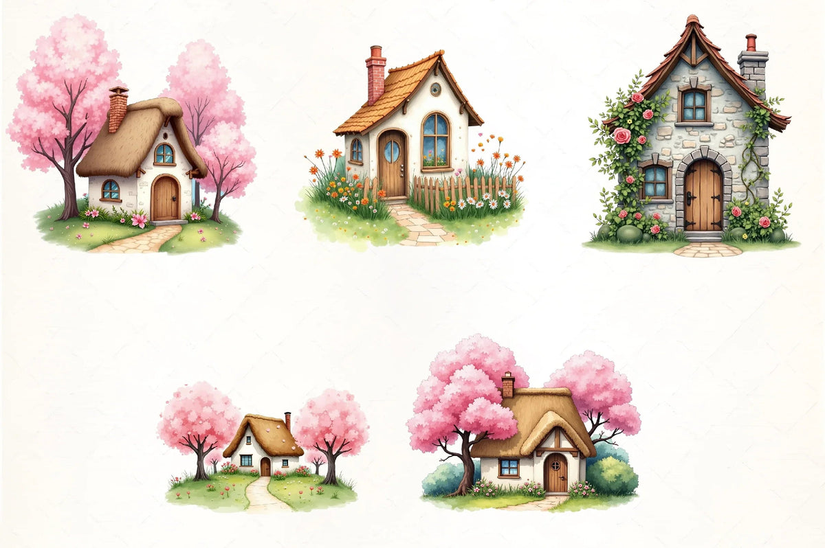 Animation Spring With Hous Spring House Clipart Bundle