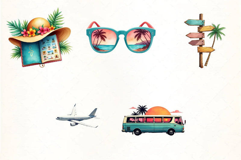 Summer Travel Clipart Bundle - CraftNest - Digital Crafting and Art