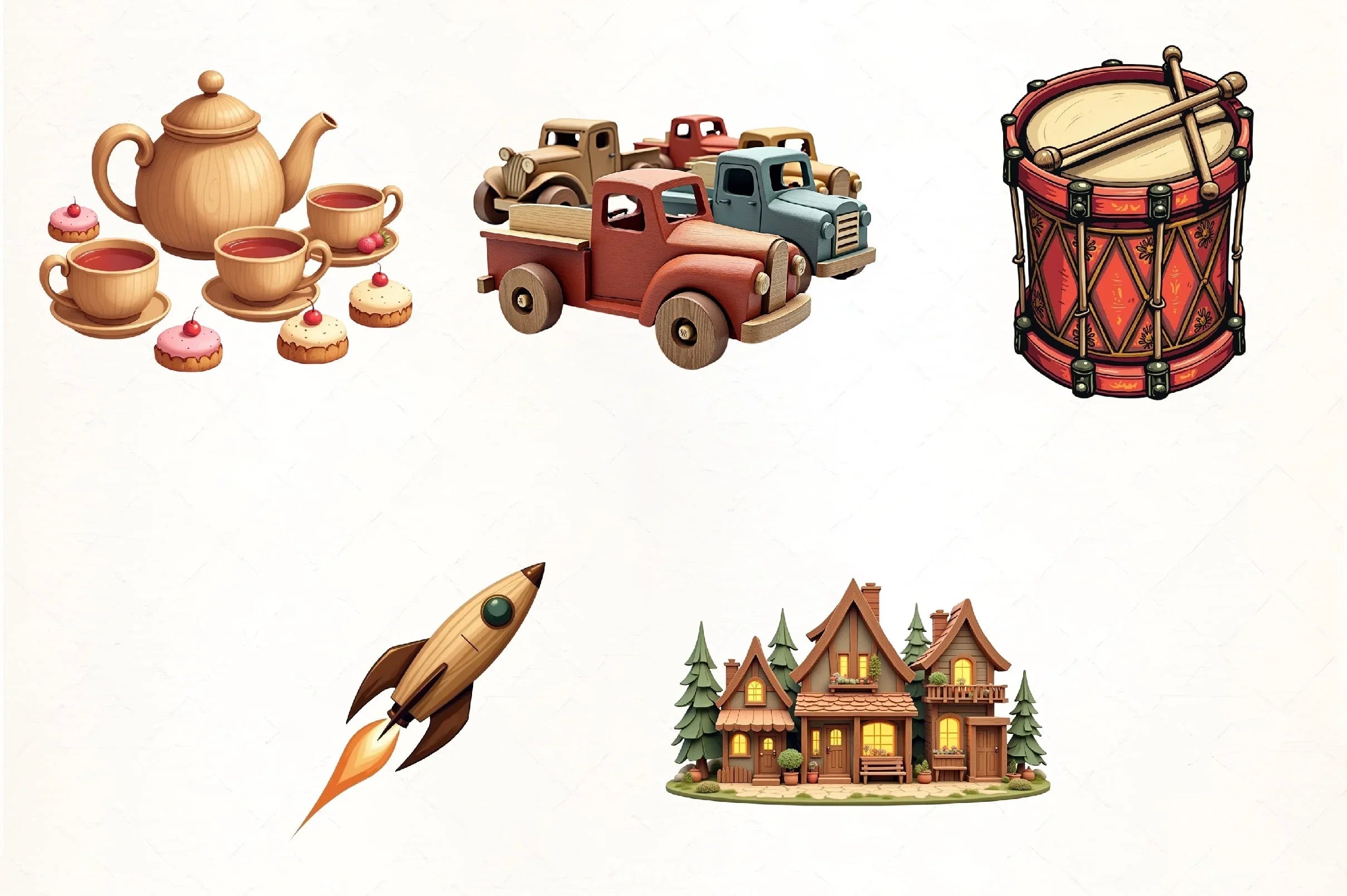 Wooden Toys Clipart Bundle - CraftNest - Digital Crafting and Art