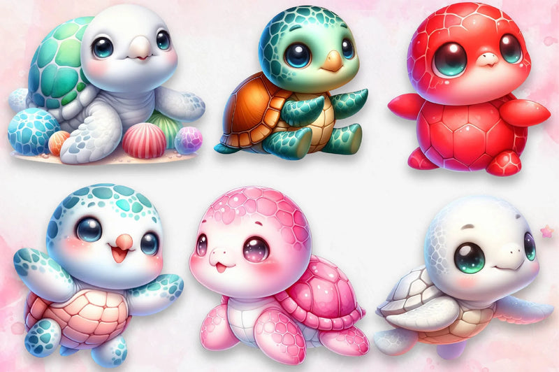 Cute Turtle Clipart Bundle - CraftNest - Digital Crafting and Art