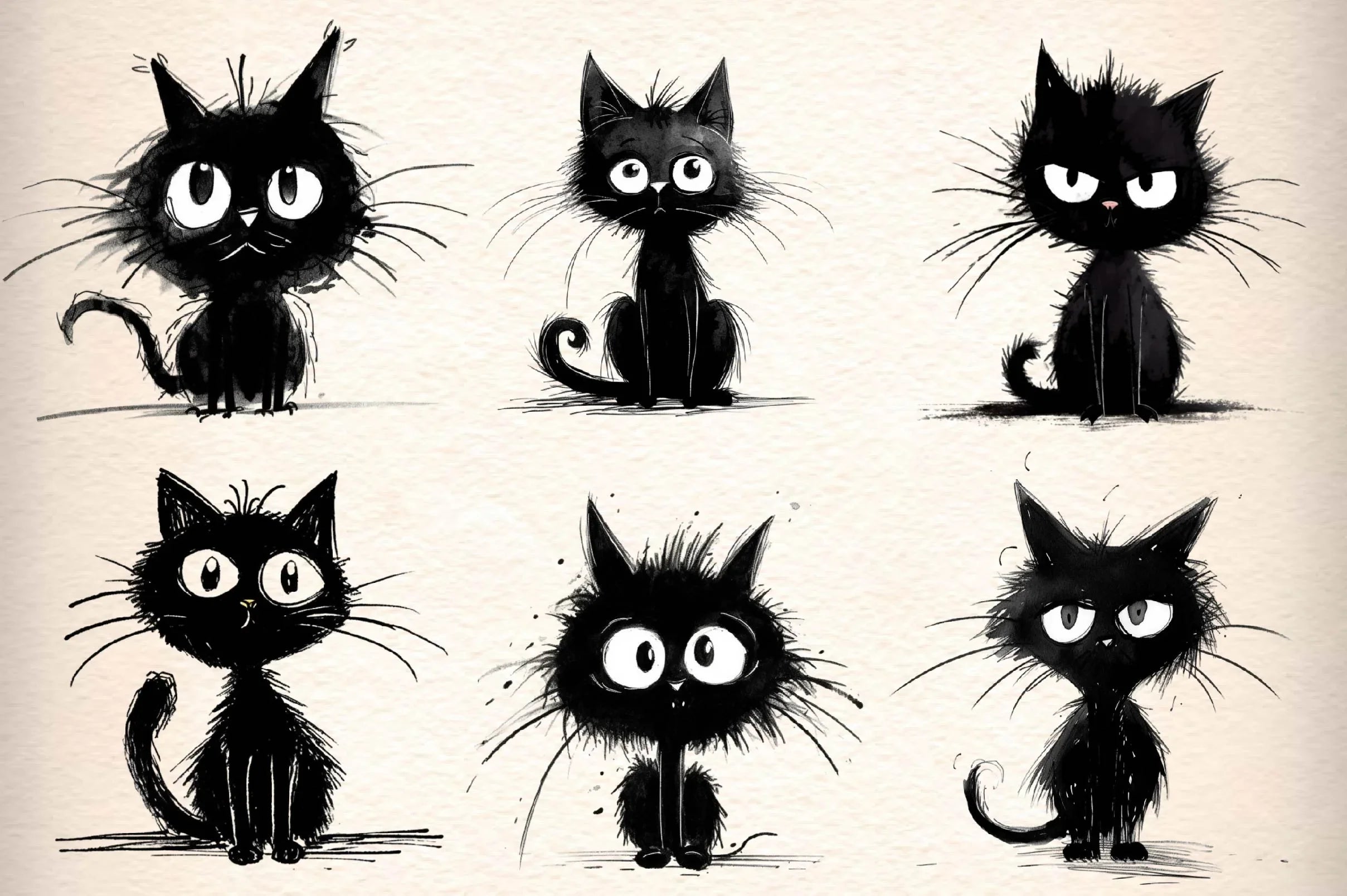 Whimsical Black Cat Clipart Bundle - CraftNest - Digital Crafting and Art