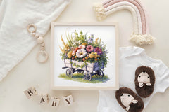 Floral Wooden Wagon Clipart Bundle - CraftNest - Digital Crafting and Art