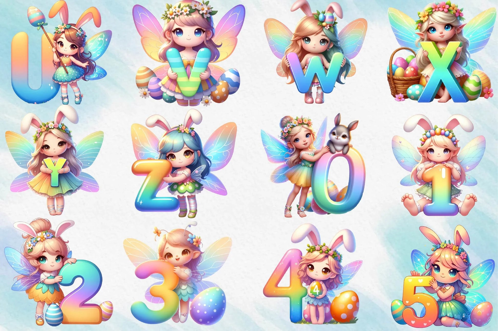 Easter Alphabet Fairy Clipart Bundle - CraftNest - Digital Crafting and Art