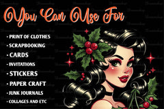 Vintage Christmas Pinup Girl Clipart Bundle - CraftNest - Digital Crafting and Art