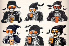 Halloween Drinking Skeleton Clipart Bundle - CraftNest - Digital Crafting and Art