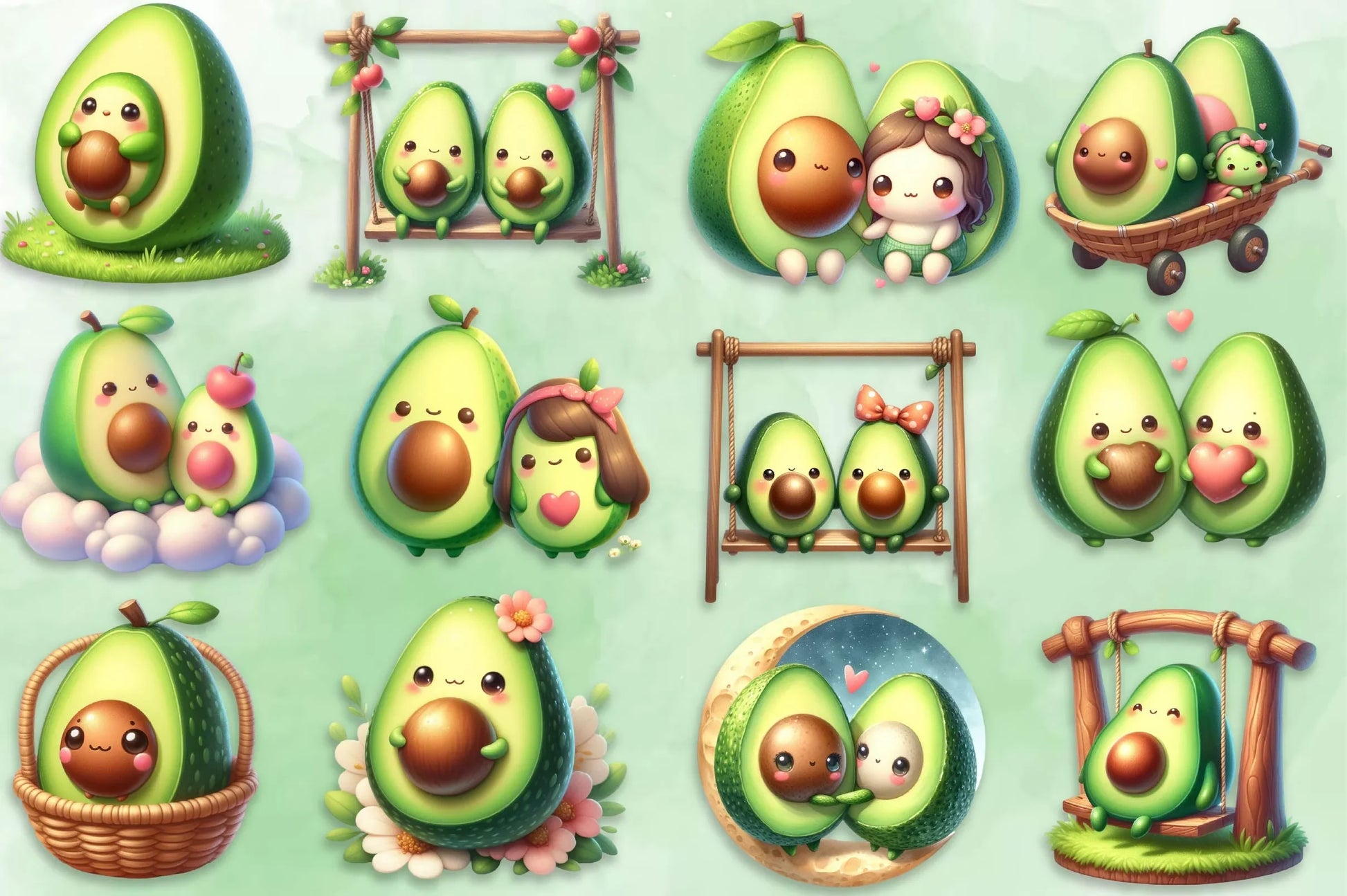 Avocuddle Couple Clipart Bundle - CraftNest - Digital Crafting and Art