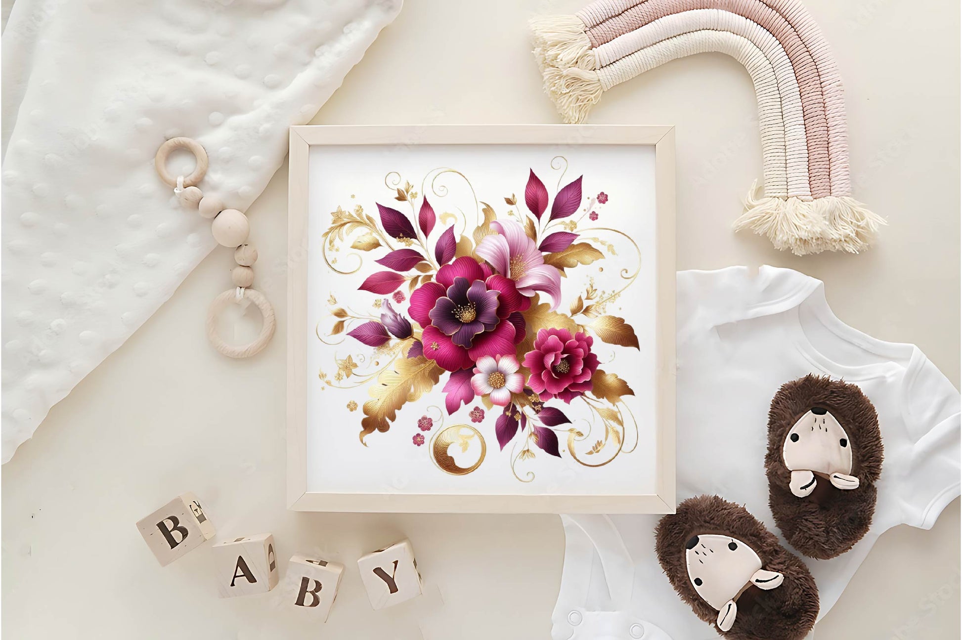Magenta And Gold Floral Clipart Bundle - CraftNest - Digital Crafting and Art