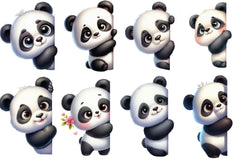 Cute Panda Peeking Around Corner Clipart Bundle - CraftNest - Digital Crafting and Art