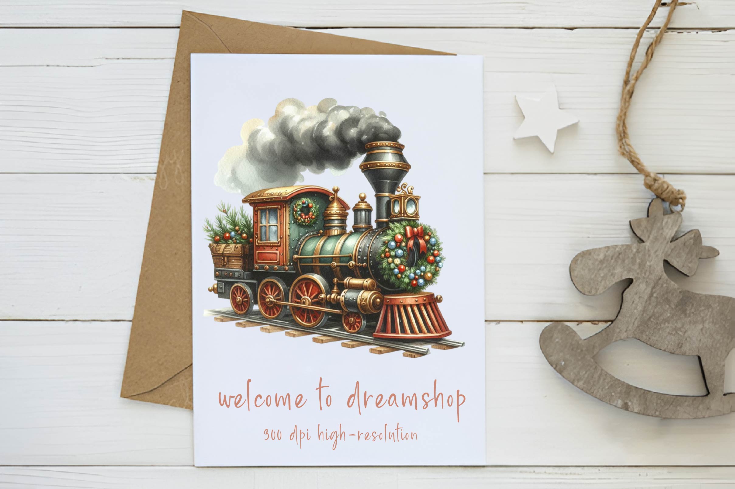 Christmas Vintage Steam Train Clipart Bundle - CraftNest - Digital Crafting and Art