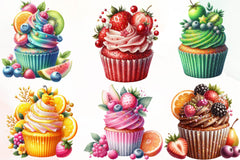 Cupcake Fruits Cupcakes Clipart Bundle - CraftNest - Digital Crafting and Art