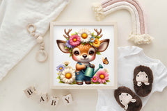Cute Spring Deer Clipart Bundle 1 - CraftNest - Digital Crafting and Art