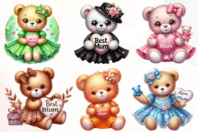 Mothers Day Teddy Bear Clipart Bundle - CraftNest - Digital Crafting and Art