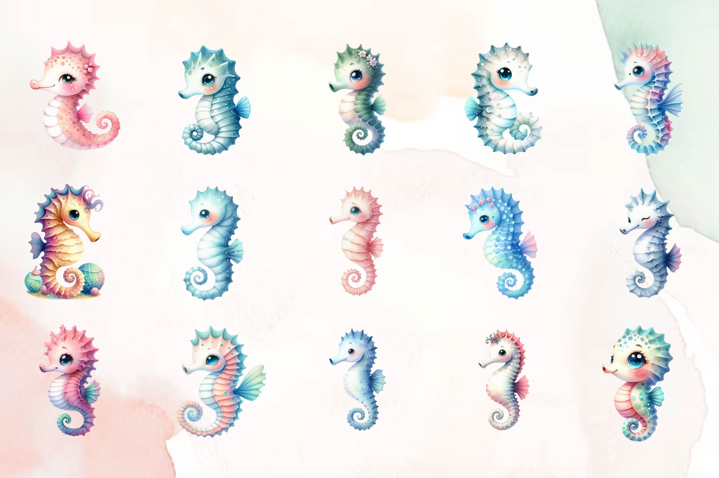 Fantasy Seahorse Clipart Bundle - CraftNest - Digital Crafting and Art