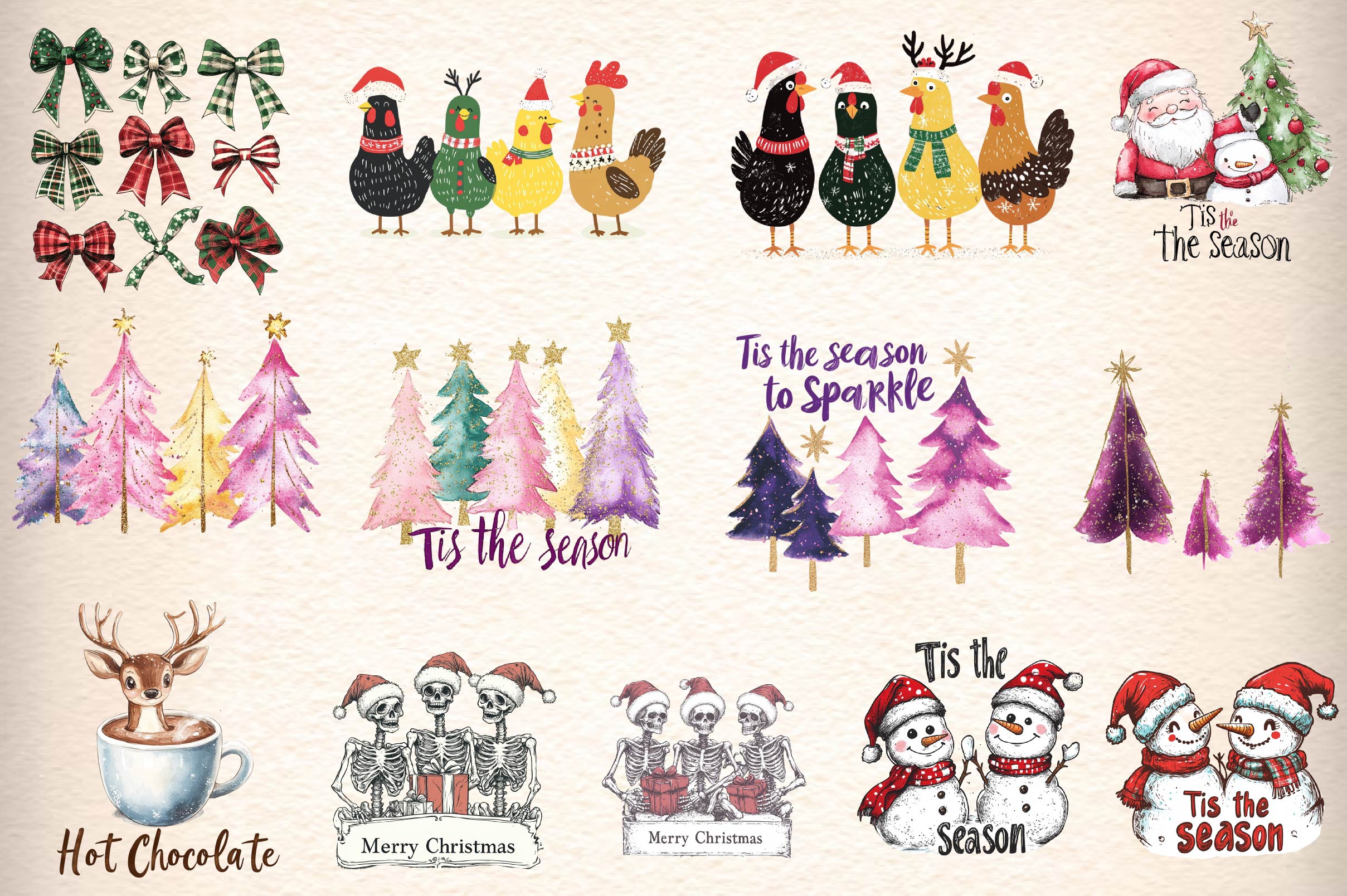 Retro Christmas Quotes Clipart Bundle - CraftNest - Digital Crafting and Art